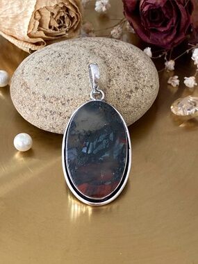African Bloodstone Hand Crafted Pendant